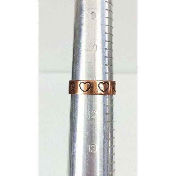 Size 11 Heart Stamped 90s Solid Copper Band Ring - Wheeler manufacturing - Picture 7 of 7